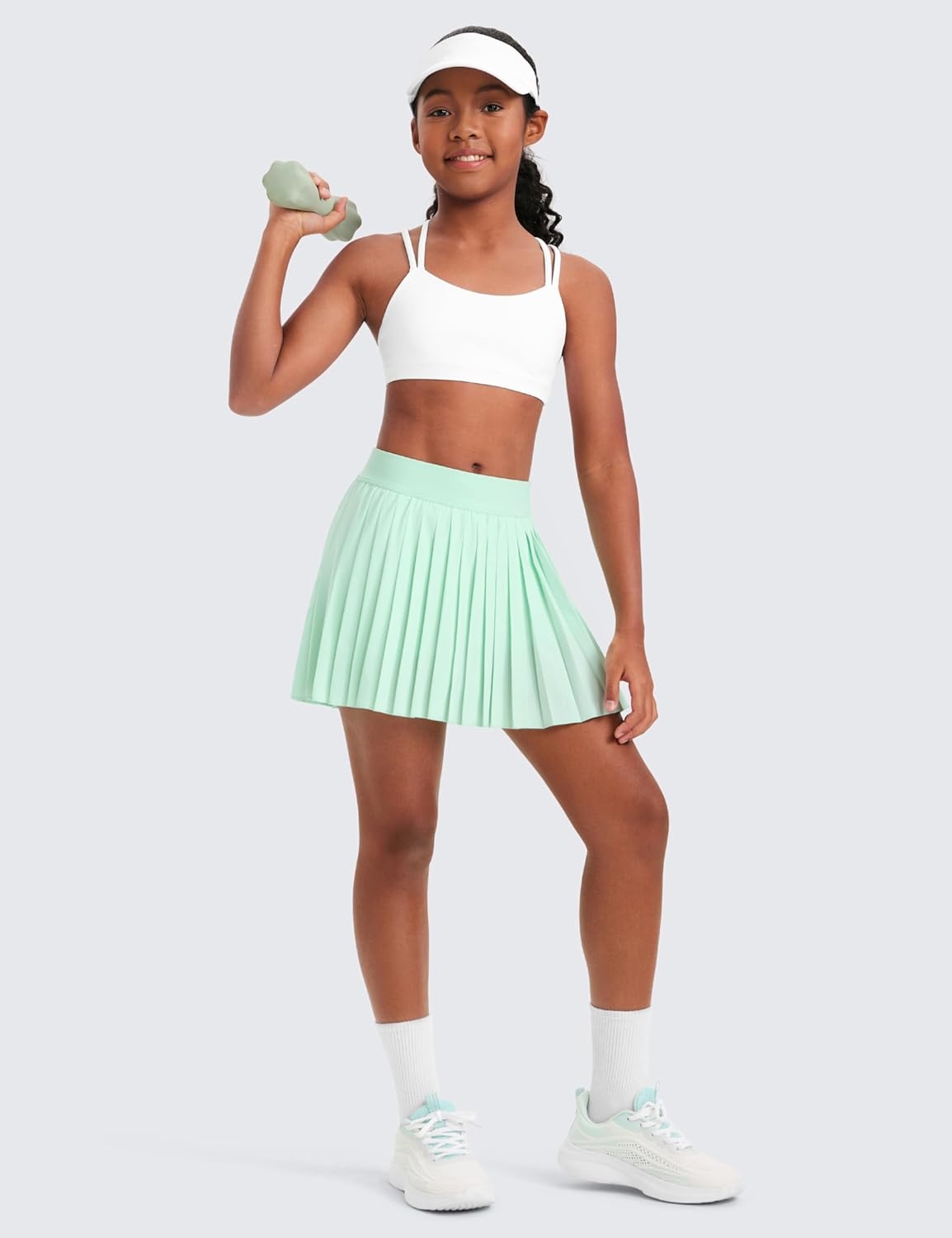 image:imageCRZ YOGA Girls FeatheryFit Soft Athletic Pleated Skirts Tennis School Casual Skorts with Pockets Liner Kids TeenMint Moment