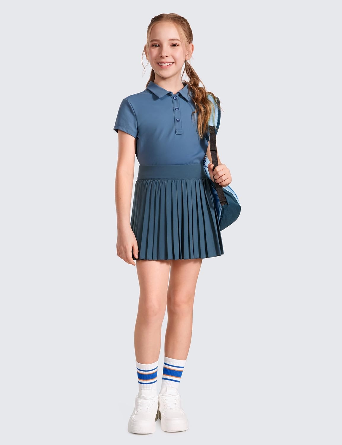 image:imageCRZ YOGA Girls FeatheryFit Soft Athletic Pleated Skirts Tennis School Casual Skorts with Pockets Liner Kids TeenStelindigo