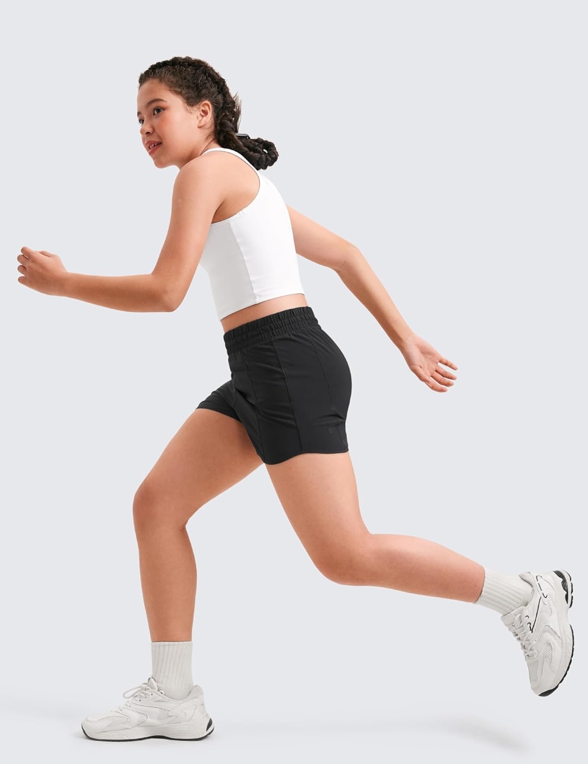 image:imageCRZ YOGA Girls FeatheryFit Soft Athletic Shorts with Zipper Pocket Tennis Soccer Running Casual Liner Kids TeenBlack