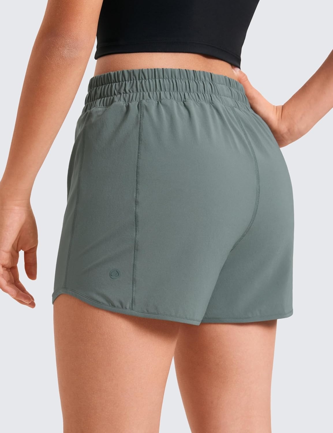 image:imageCRZ YOGA Girls FeatheryFit Soft Athletic Shorts with Zipper Pocket Tennis Soccer Running Casual Liner Kids TeenGrey Sage