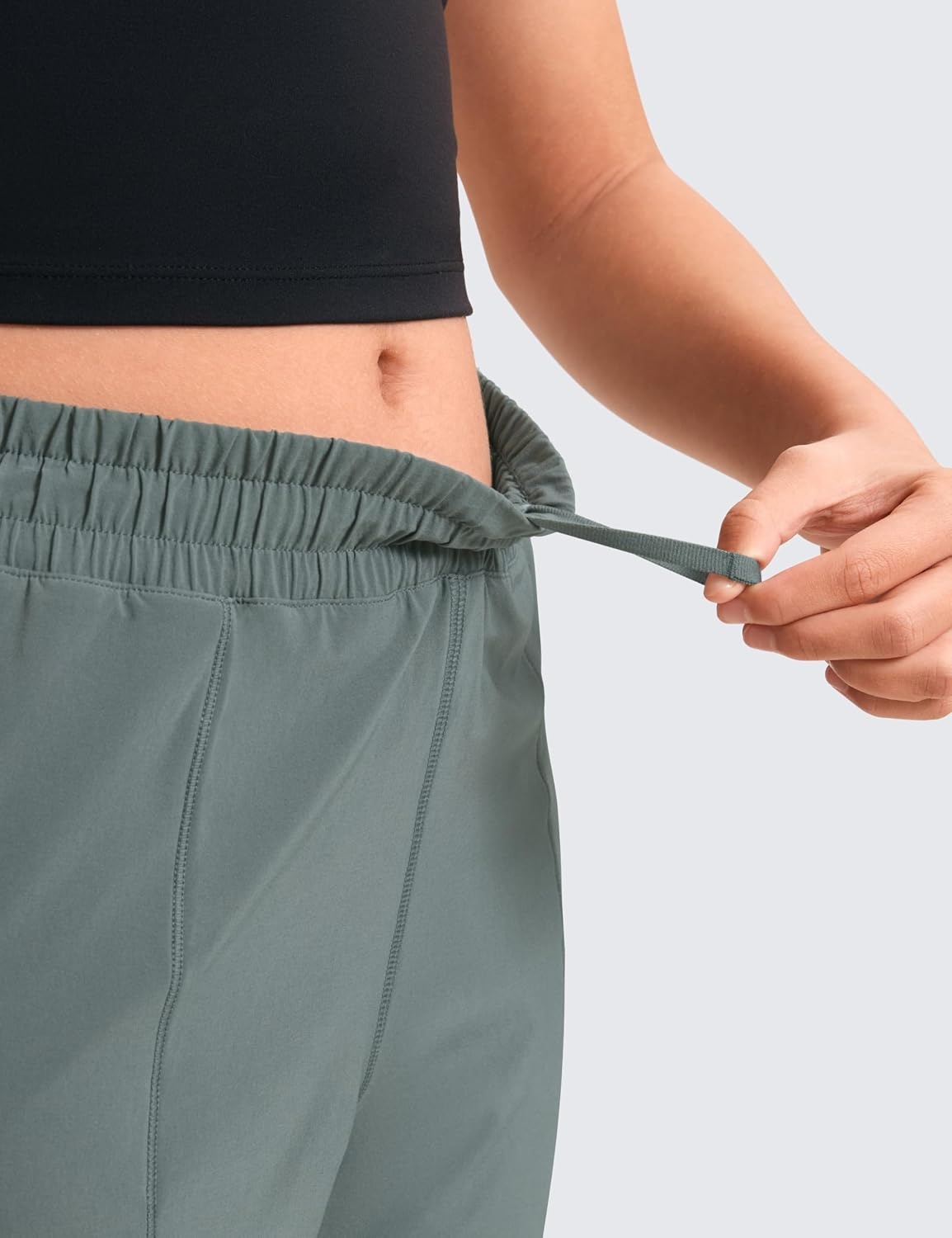 image:imageCRZ YOGA Girls FeatheryFit Soft Athletic Shorts with Zipper Pocket Tennis Soccer Running Casual Liner Kids TeenGrey Sage