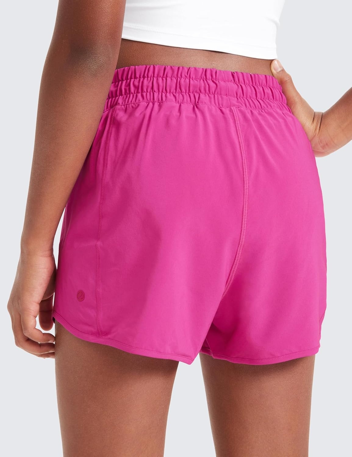 image:imageCRZ YOGA Girls FeatheryFit Soft Athletic Shorts with Zipper Pocket Tennis Soccer Running Casual Liner Kids TeenHibiscus Purple