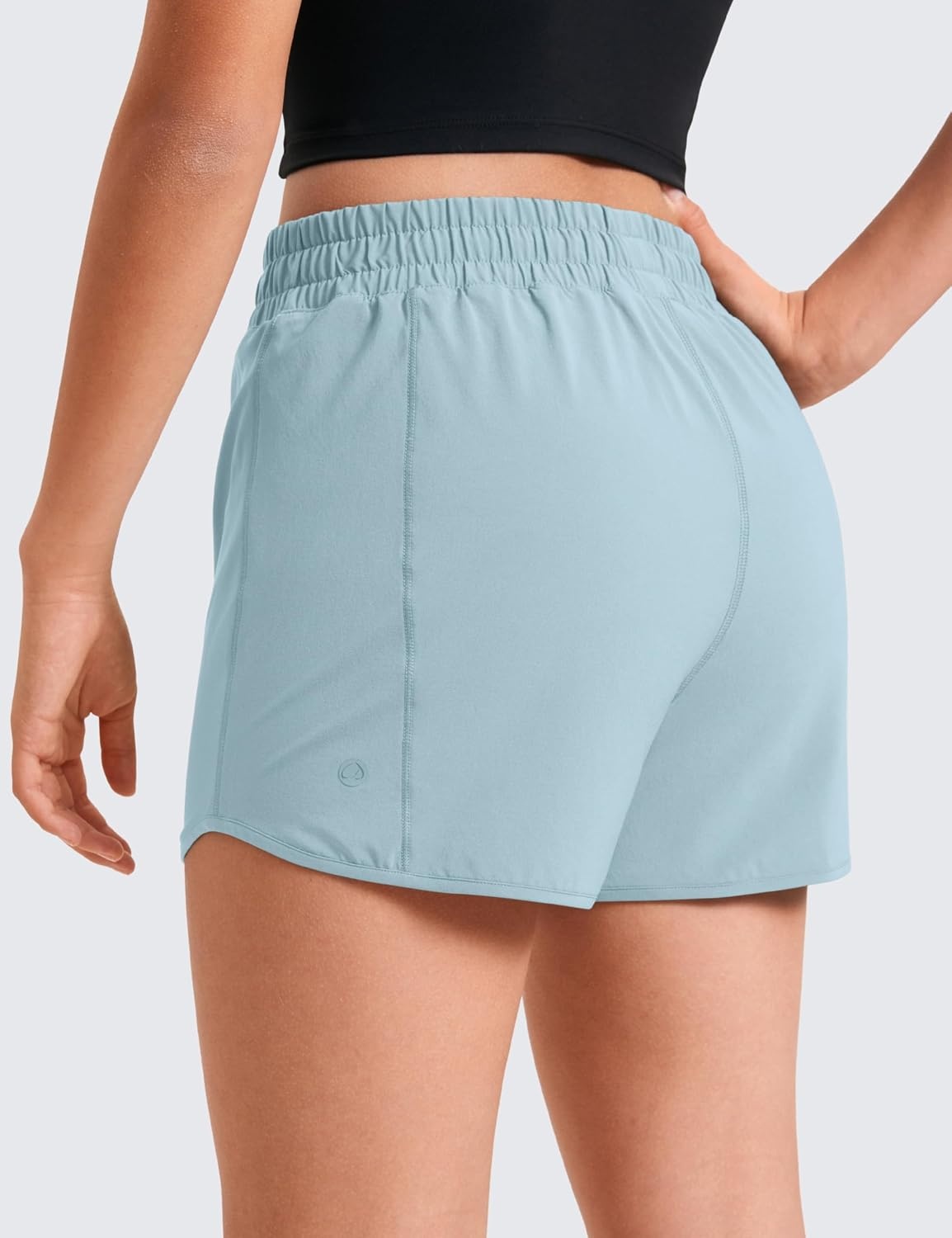 image:imageCRZ YOGA Girls FeatheryFit Soft Athletic Shorts with Zipper Pocket Tennis Soccer Running Casual Liner Kids TeenLight Grayish Blue