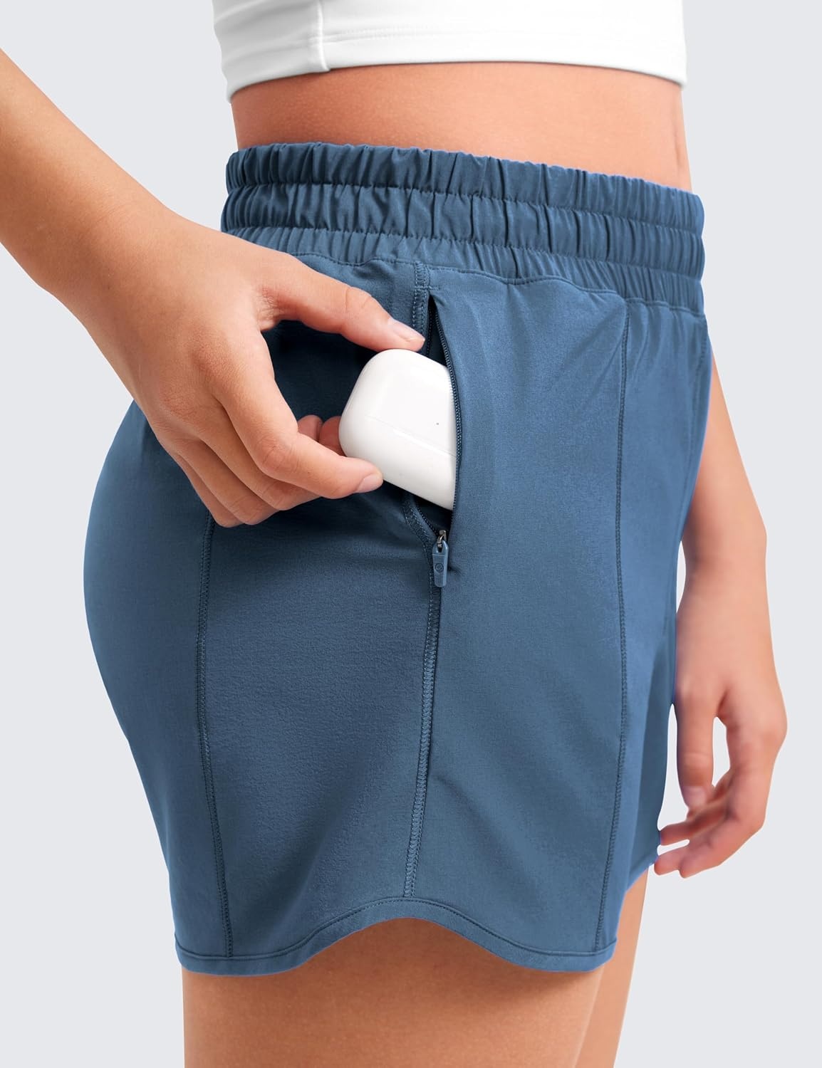 image:imageCRZ YOGA Girls FeatheryFit Soft Athletic Shorts with Zipper Pocket Tennis Soccer Running Casual Liner Kids TeenStelindigo