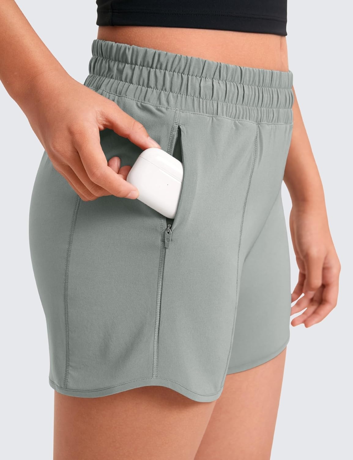 image:imageCRZ YOGA Girls FeatheryFit Soft Athletic Shorts with Zipper Pocket Tennis Soccer Running Casual Liner Kids TeenSterling