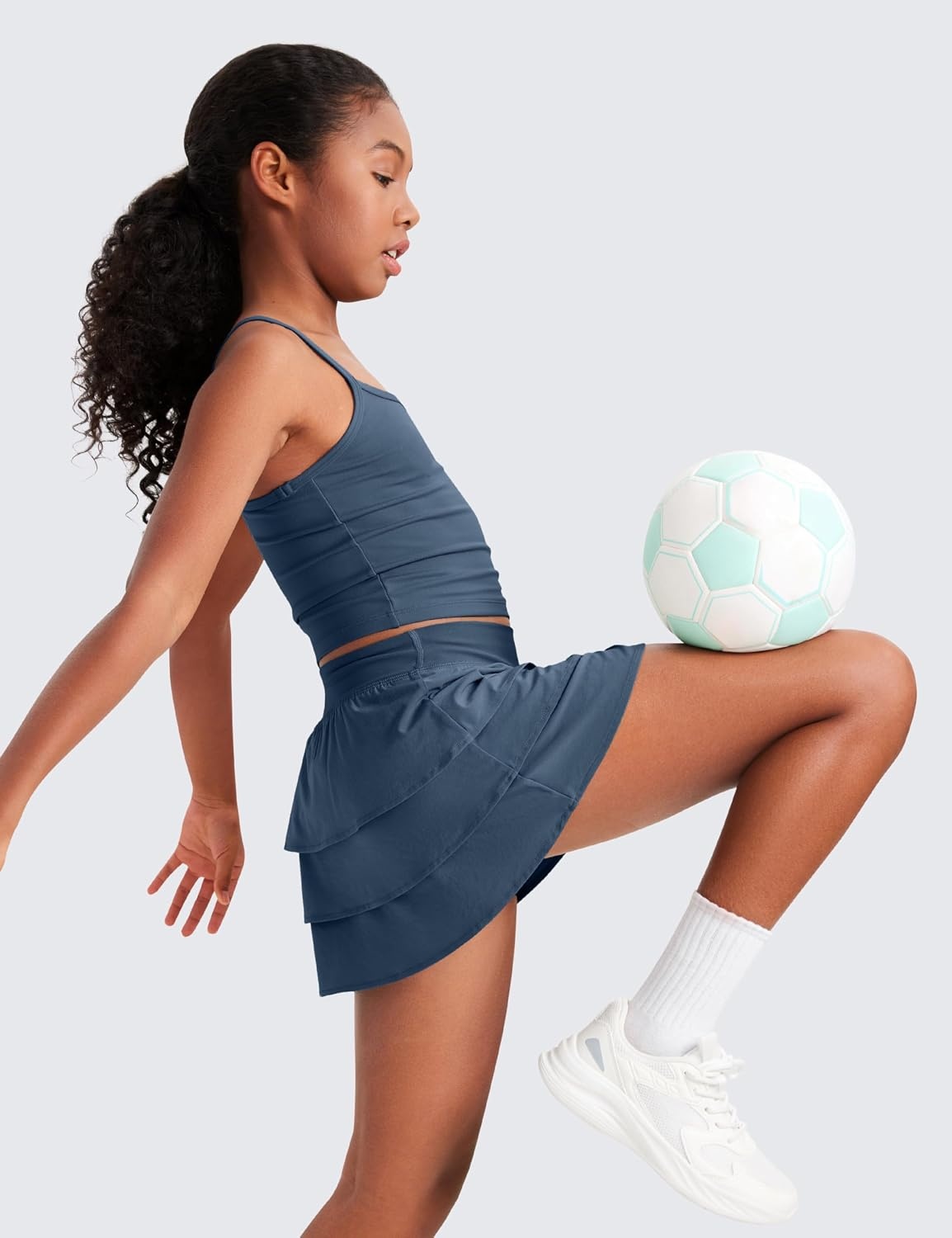 image:imageCRZ YOGA Girls FeatheryFit Soft Ruffle Athletic Skirts Tennis School Casual Skorts with Pockets Liner Kids TeenStelindigo