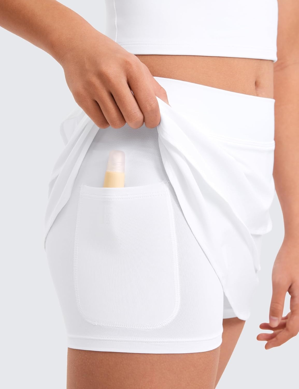 image:imageCRZ YOGA Girls FeatheryFit Soft Ruffle Athletic Skirts Tennis School Casual Skorts with Pockets Liner Kids TeenWhite