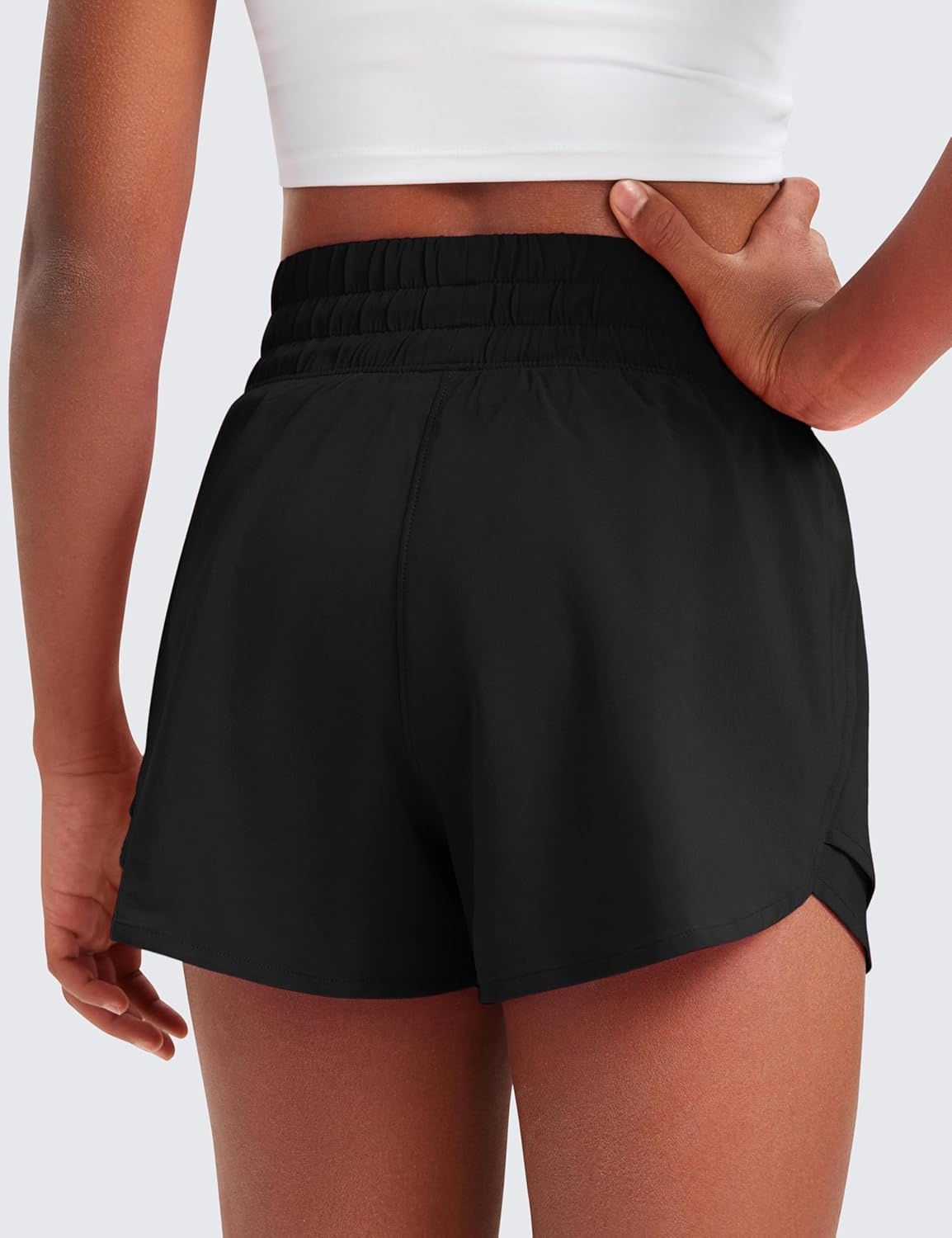 image:imageCRZ YOGA Girls FeatheryFit Soft Skirty Athletic Shorts Tennis Soccer Casual Flowy Ruffle Zip Pocket Liner Kids TeenBlack