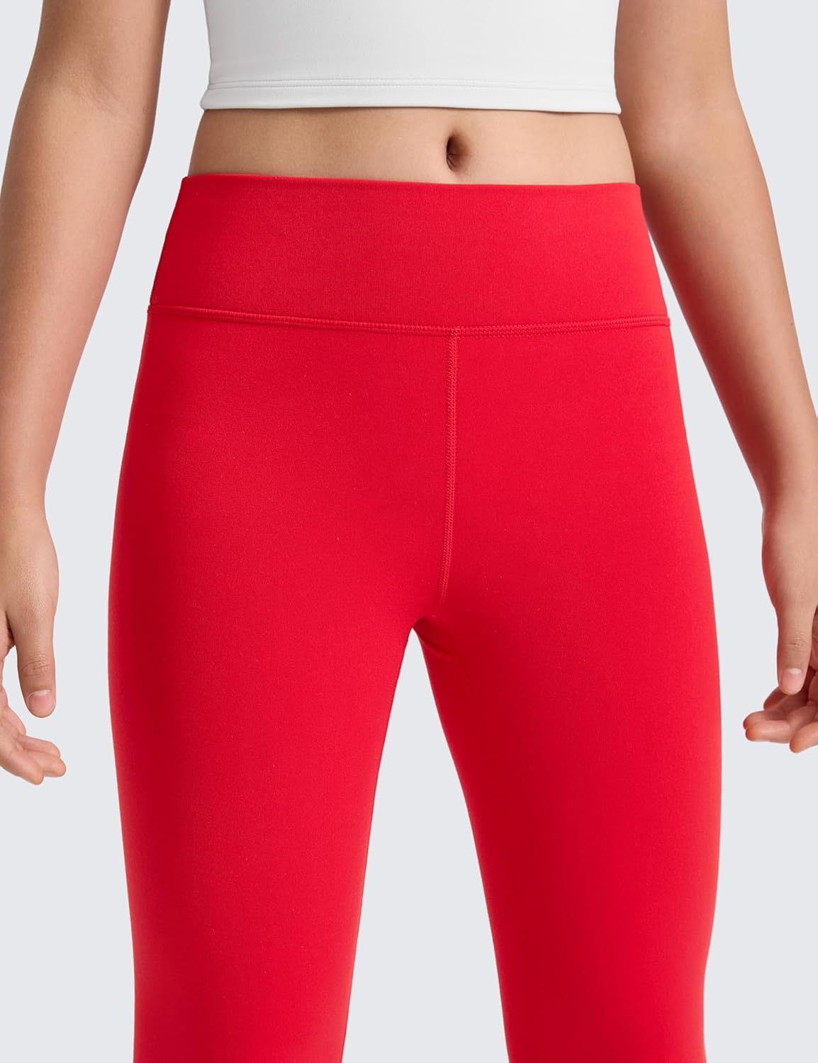 image:imageCRZ YOGA Girls Matte Thermal Fleece Lined Full Length Leggings Casual Athletic High Waist Pants Winter Warm Kids TeenAurora Red