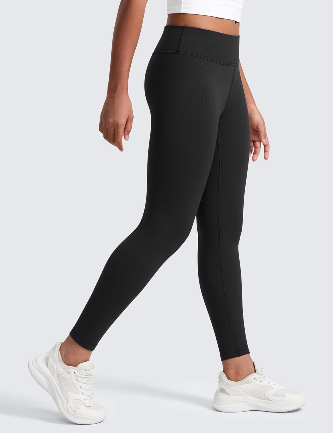 image:imageCRZ YOGA Girls Matte Thermal Fleece Lined Full Length Leggings Casual Athletic High Waist Pants Winter Warm Kids TeenBlack