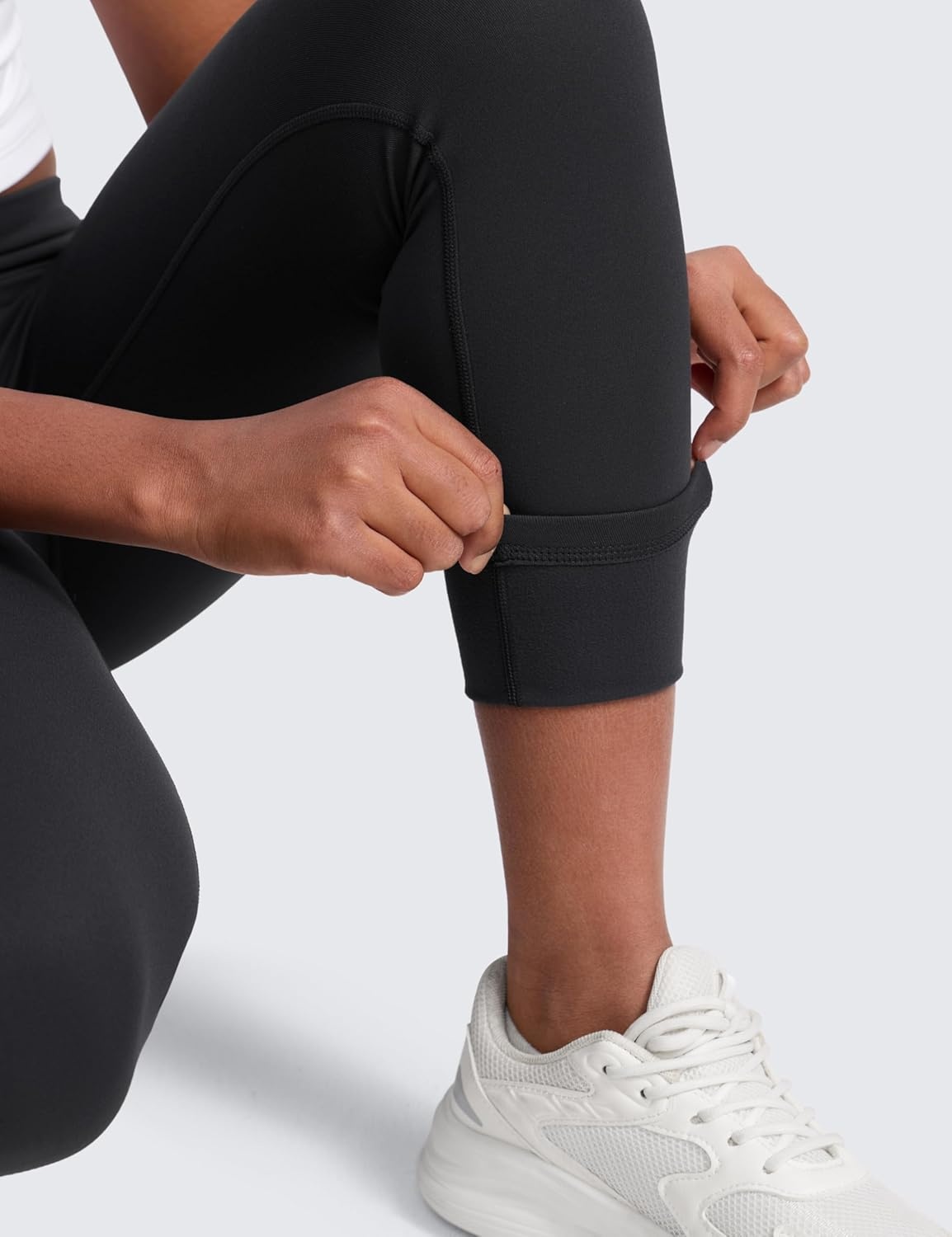 image:imageCRZ YOGA Girls Matte Thermal Fleece Lined Full Length Leggings Casual Athletic High Waist Pants Winter Warm Kids TeenInk Gray