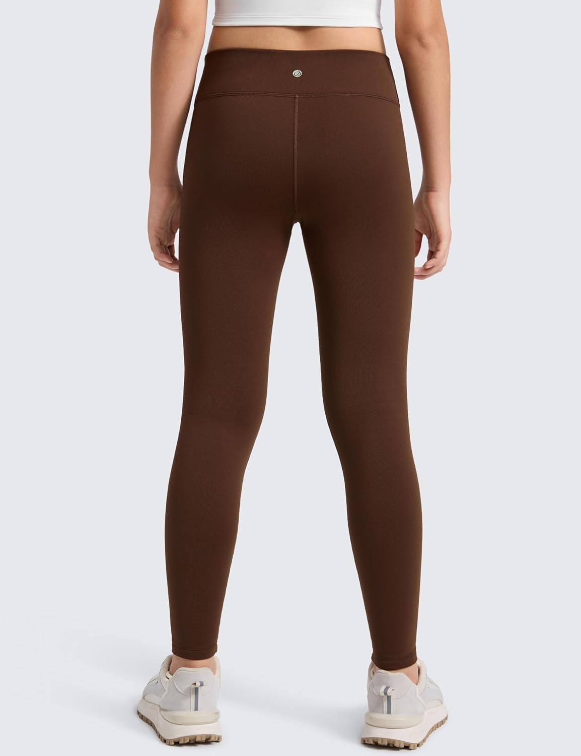 image:imageCRZ YOGA Girls Matte Thermal Fleece Lined Full Length Leggings Casual Athletic High Waist Pants Winter Warm Kids TeenLava Brown