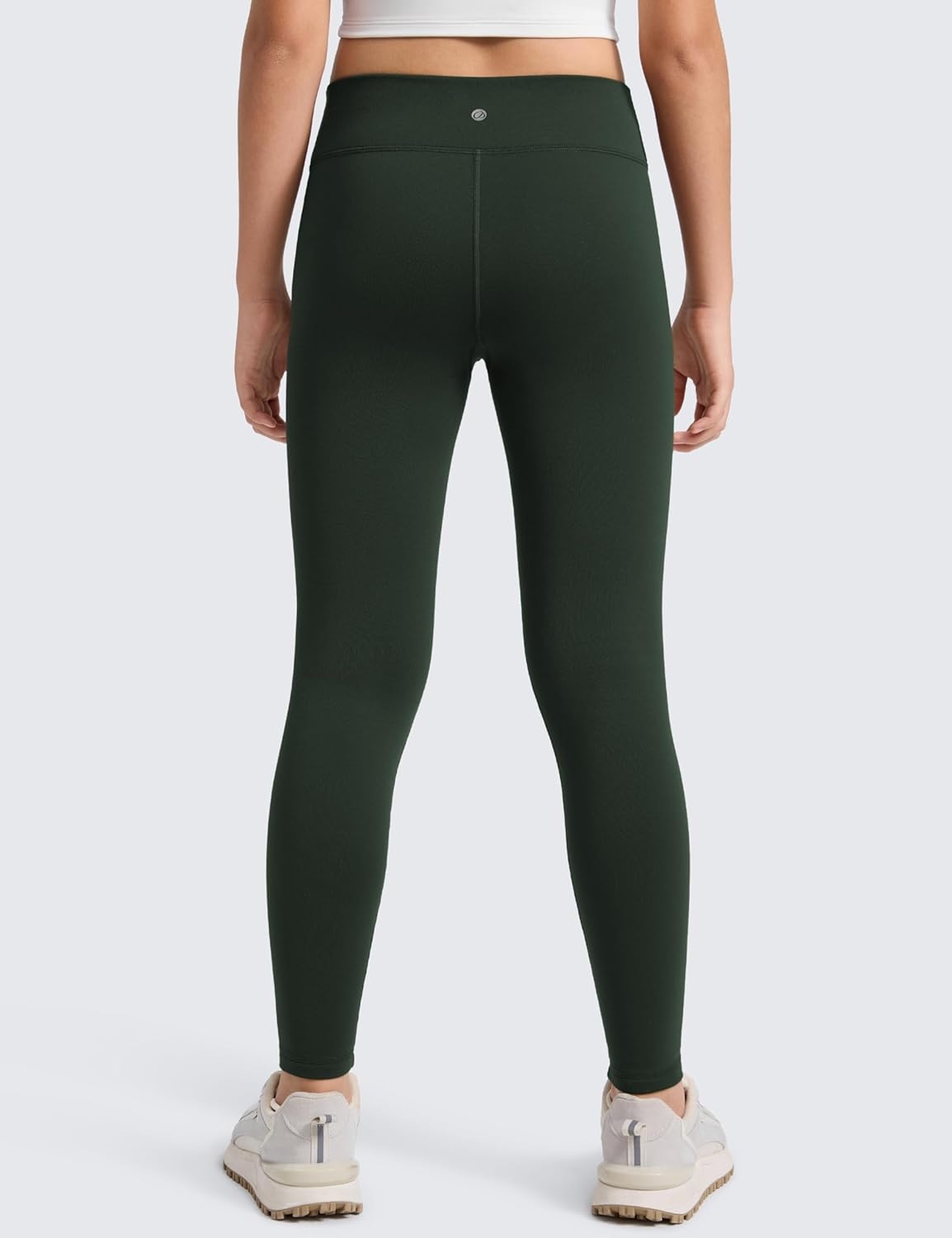 image:imageCRZ YOGA Girls Matte Thermal Fleece Lined Full Length Leggings Casual Athletic High Waist Pants Winter Warm Kids TeenLegend Green