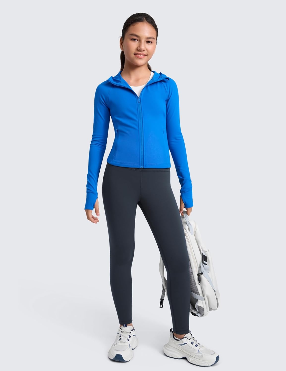 image:imageCRZ YOGA Girls Matte Thermal Fleece Lined Full Length Leggings Casual Athletic High Waist Pants Winter Warm Kids TeenTrue Navy