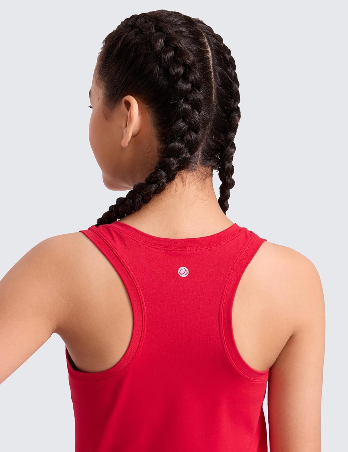 image:imageCRZ YOGA Girls Seamless Athletic Tank Tops Waist Length Active Dance Casual Racerback Crew Neck Sleeveless Kids TeenAurora Red