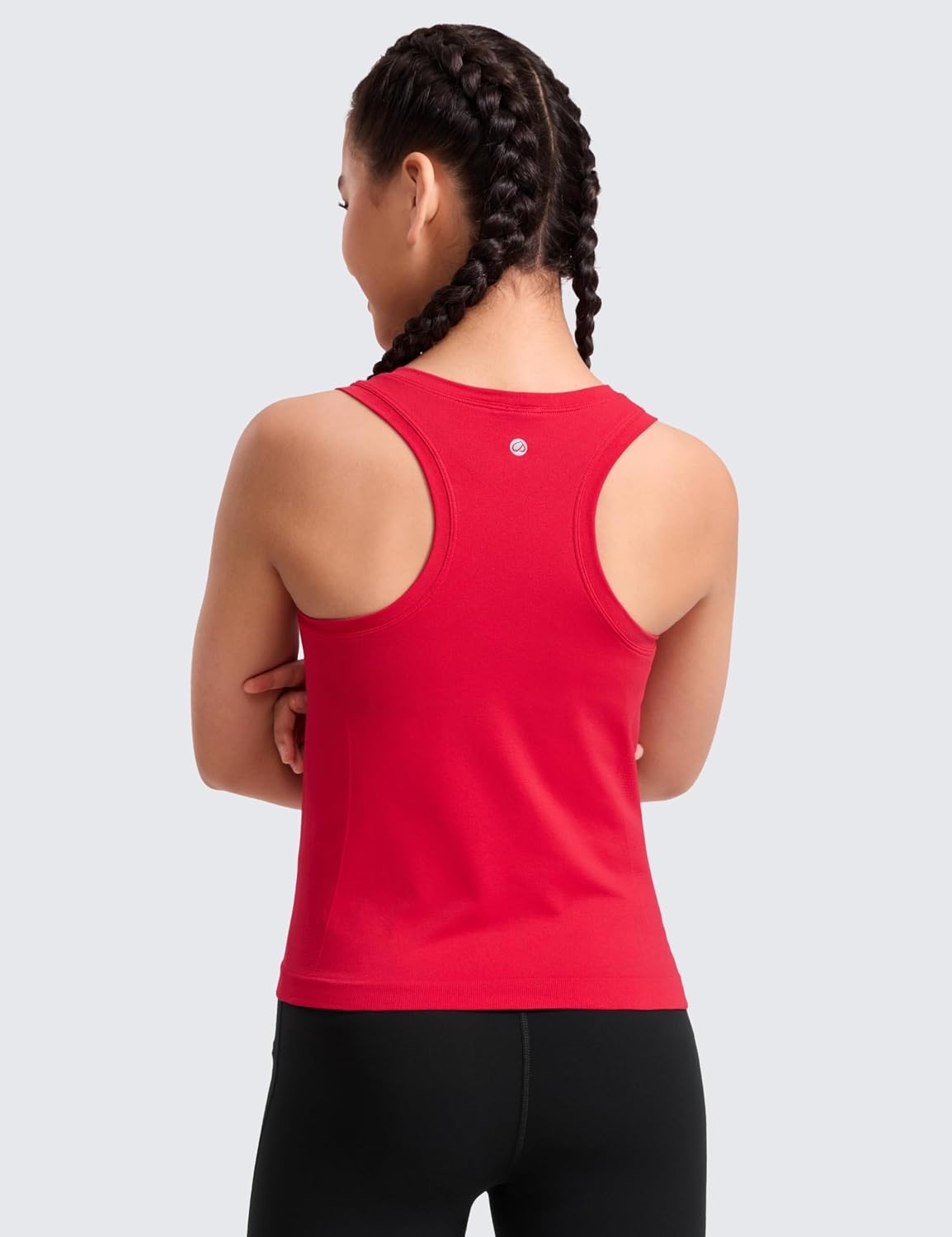 image:imageCRZ YOGA Girls Seamless Athletic Tank Tops Waist Length Active Dance Casual Racerback Crew Neck Sleeveless Kids TeenAurora Red