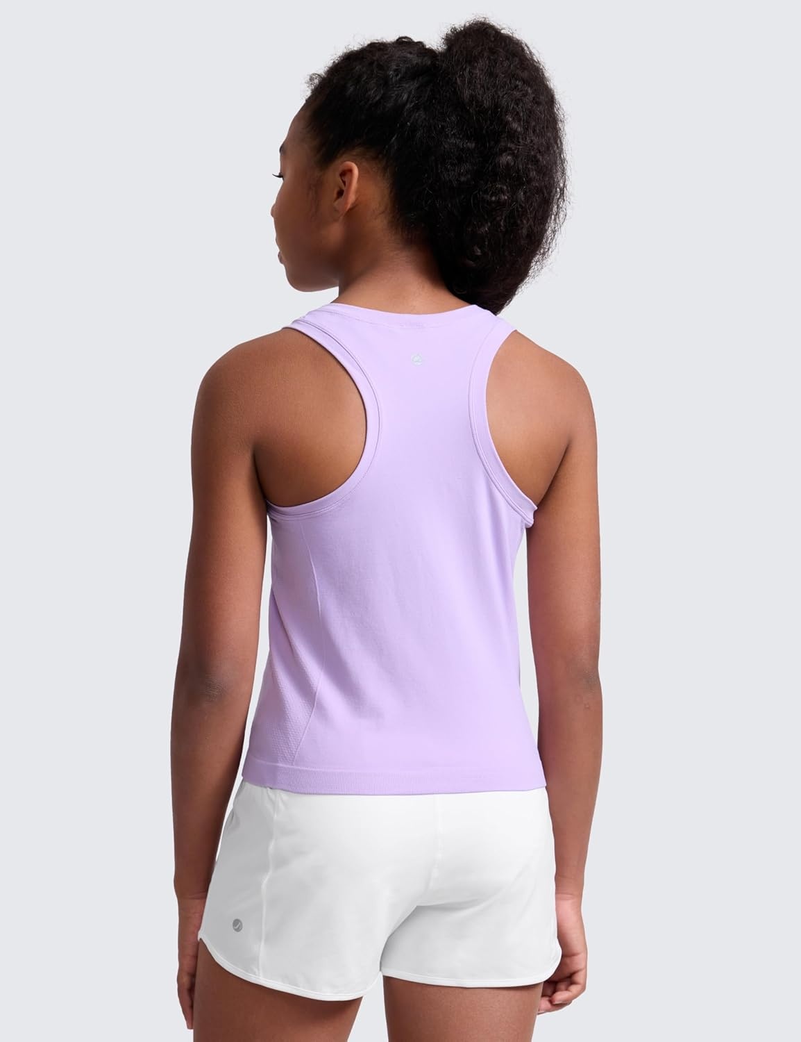 image:imageCRZ YOGA Girls Seamless Athletic Tank Tops Waist Length Active Dance Casual Racerback Crew Neck Sleeveless Kids TeenElfin Purple