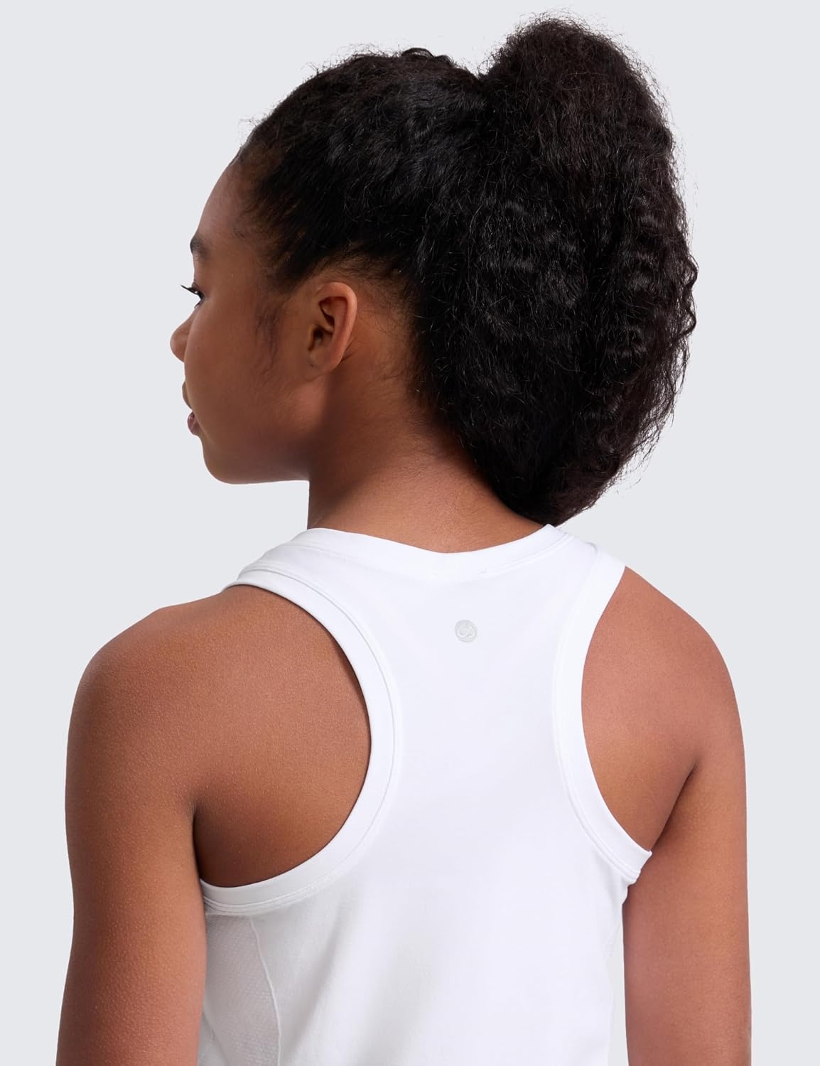 image:imageCRZ YOGA Girls Seamless Athletic Tank Tops Waist Length Active Dance Casual Racerback Crew Neck Sleeveless Kids TeenWhite