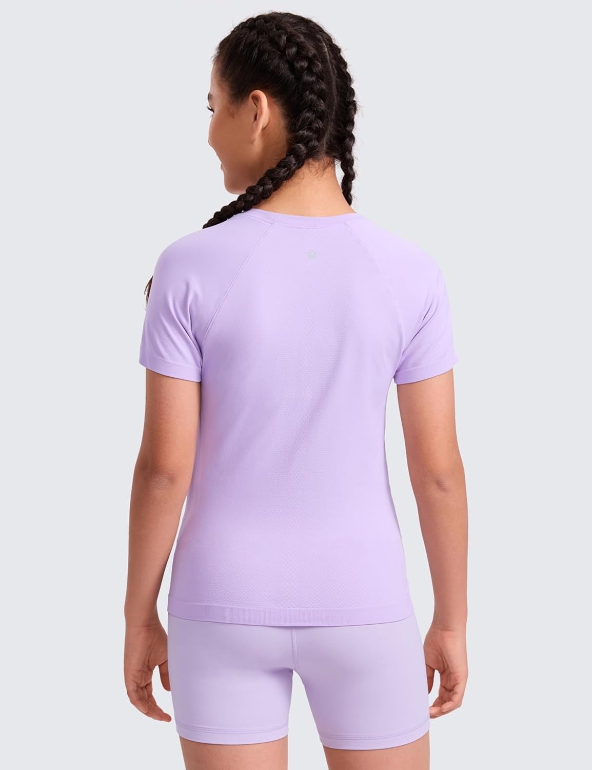 image:imageCRZ YOGA Girls Seamless Short Sleeve Athletic T Shirts Active Sports Casual Tees Crew Neck Kids TeenElfin Purple