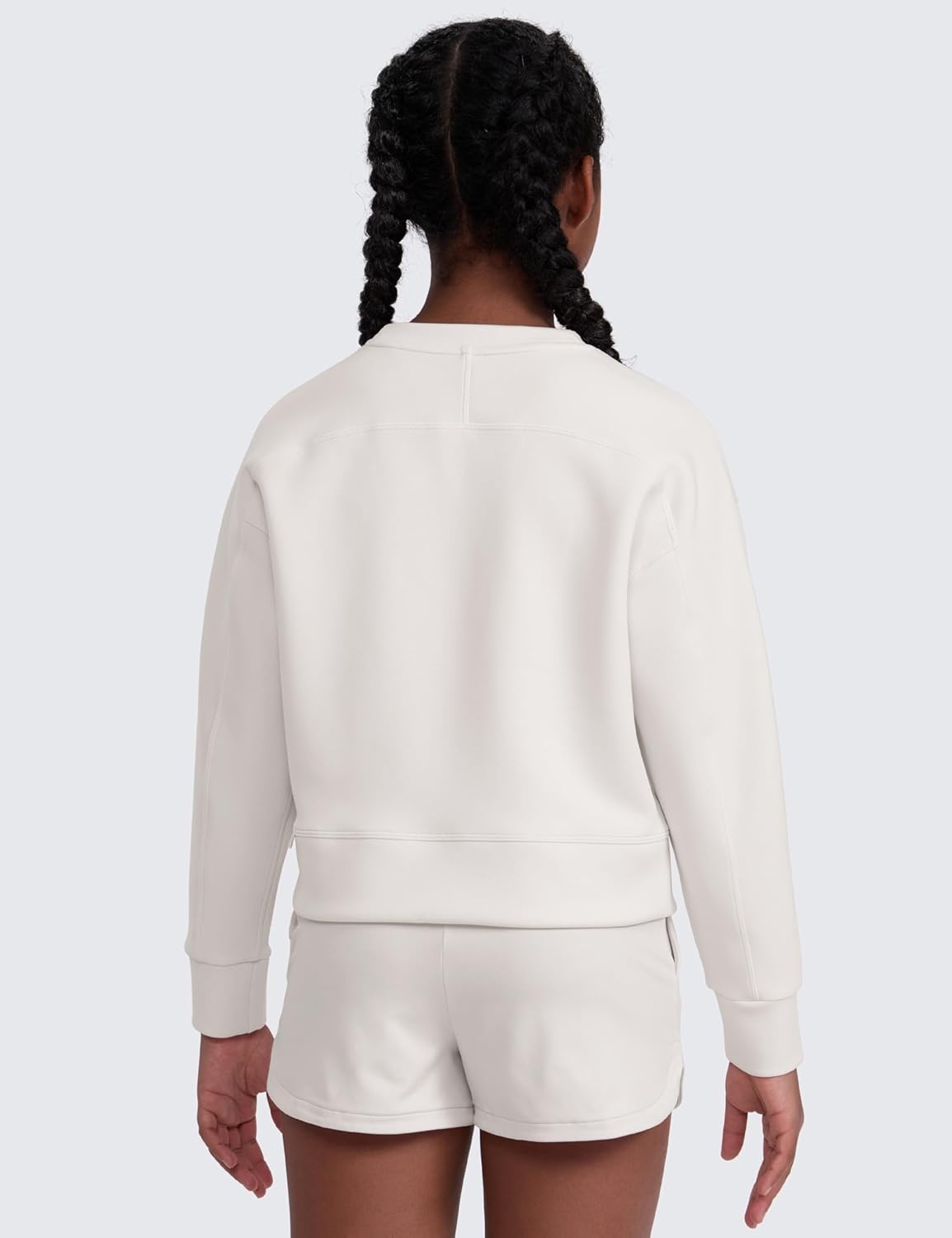 image:imageCRZ YOGA Girls SoftAura Long Sleeve Crew Neck Casual Sweatshirts Lounge Pullover Hoodie Relaxed Waist Length Kids TeenMilky White
