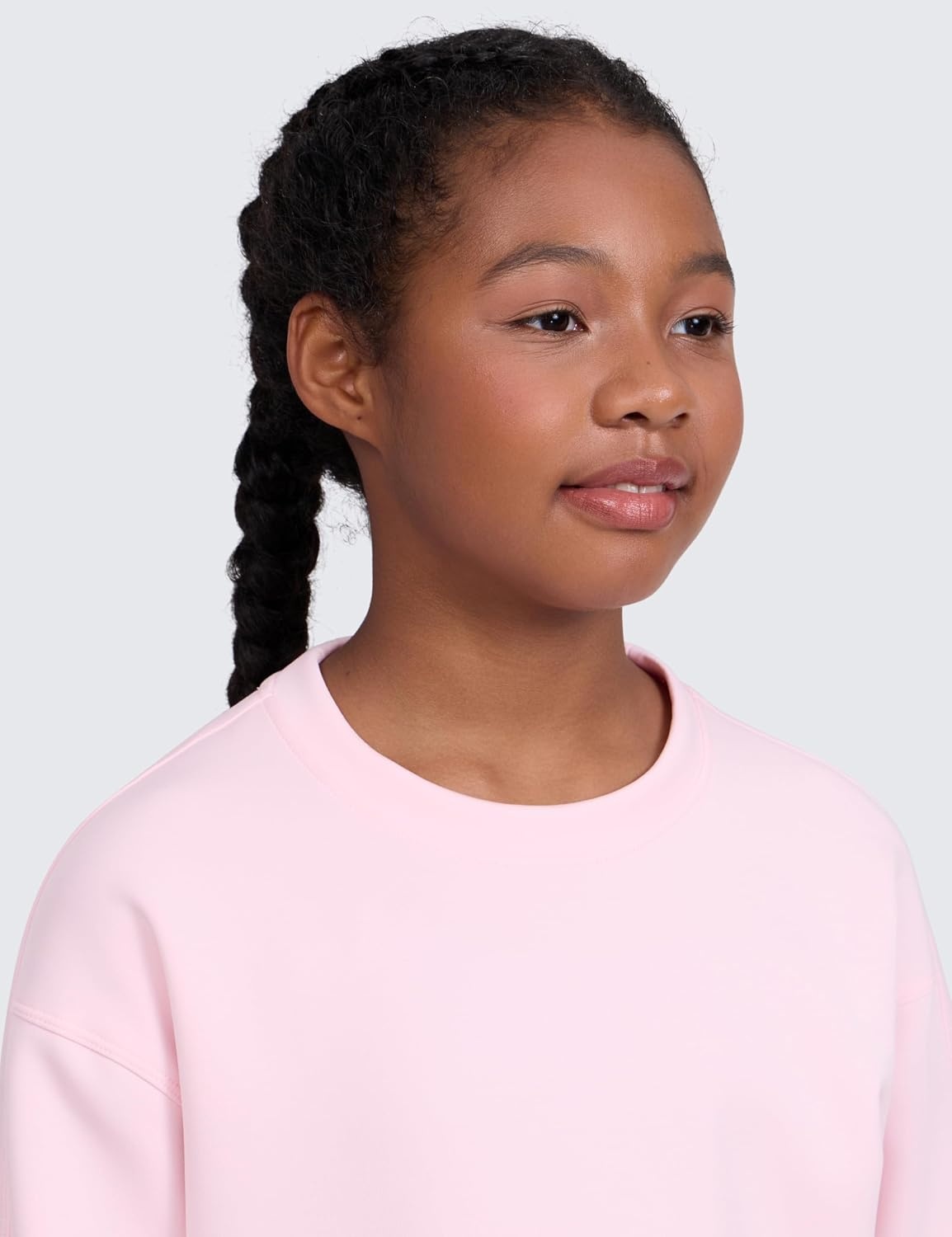 image:imageCRZ YOGA Girls SoftAura Long Sleeve Crew Neck Casual Sweatshirts Lounge Pullover Hoodie Relaxed Waist Length Kids TeenStrawberry Pink