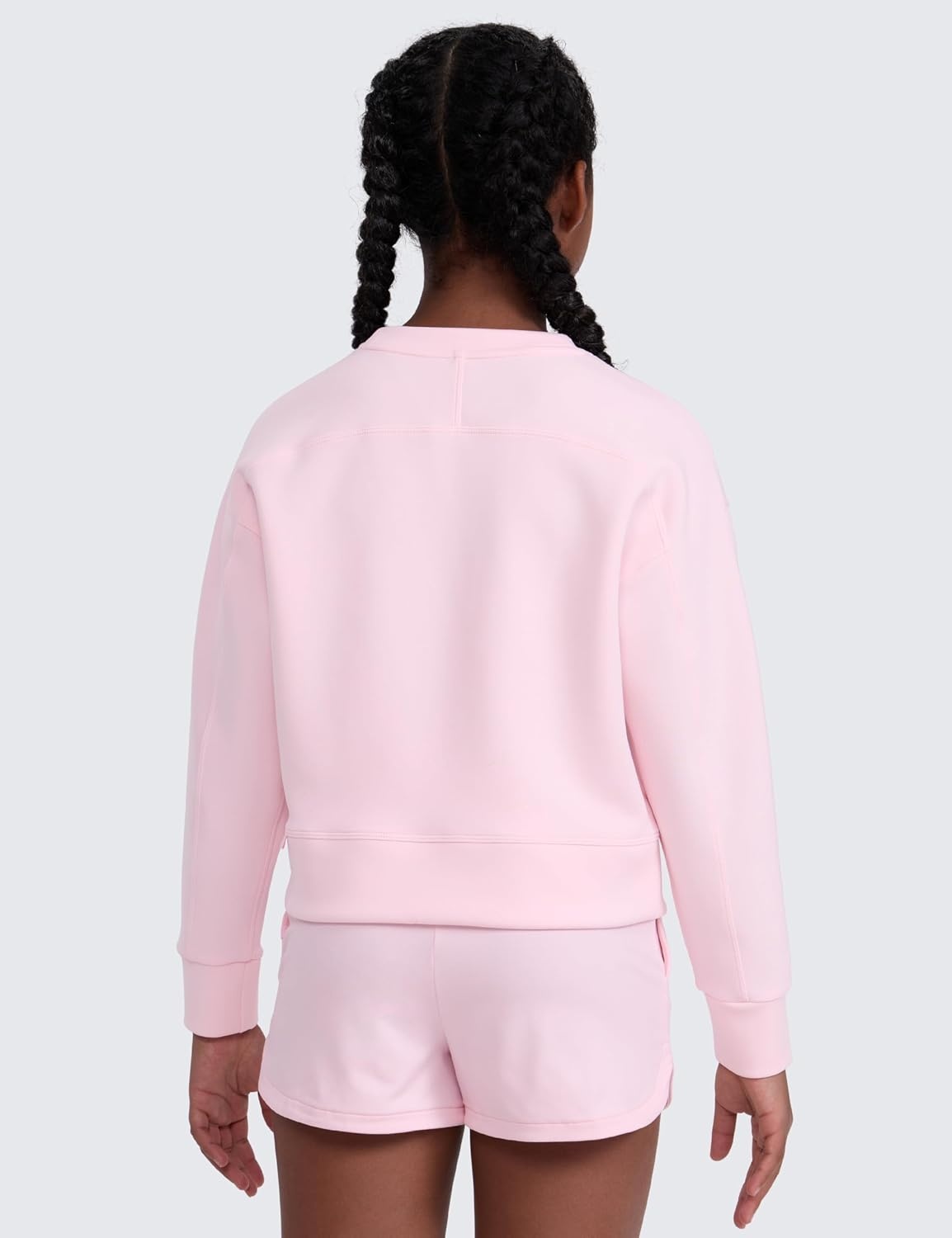image:imageCRZ YOGA Girls SoftAura Long Sleeve Crew Neck Casual Sweatshirts Lounge Pullover Hoodie Relaxed Waist Length Kids TeenStrawberry Pink