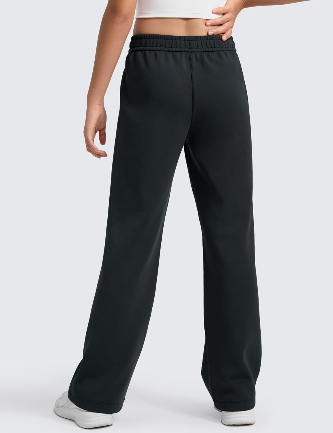 image:imageCRZ YOGA Girls SoftAura Wide Leg Casual Sweatpants with Pockets Lounge High Waist Pants Drawstring Kids TeenBlack