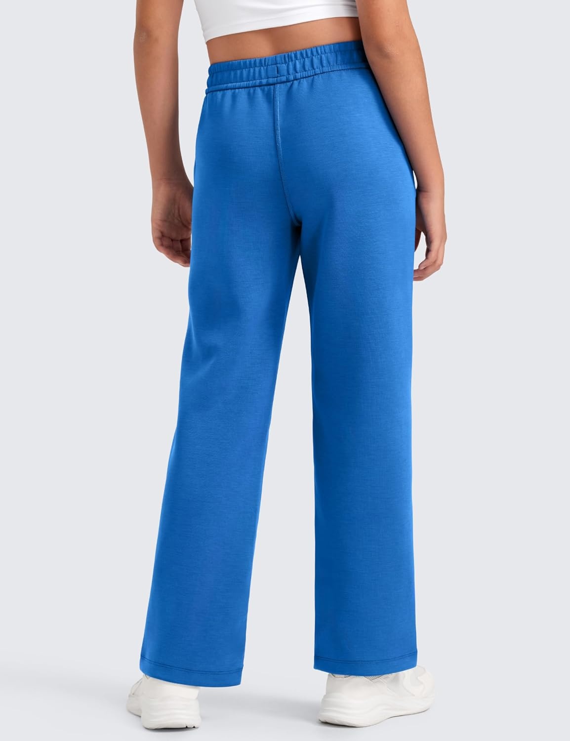 image:imageCRZ YOGA Girls SoftAura Wide Leg Casual Sweatpants with Pockets Lounge High Waist Pants Drawstring Kids TeenSparkle Blue