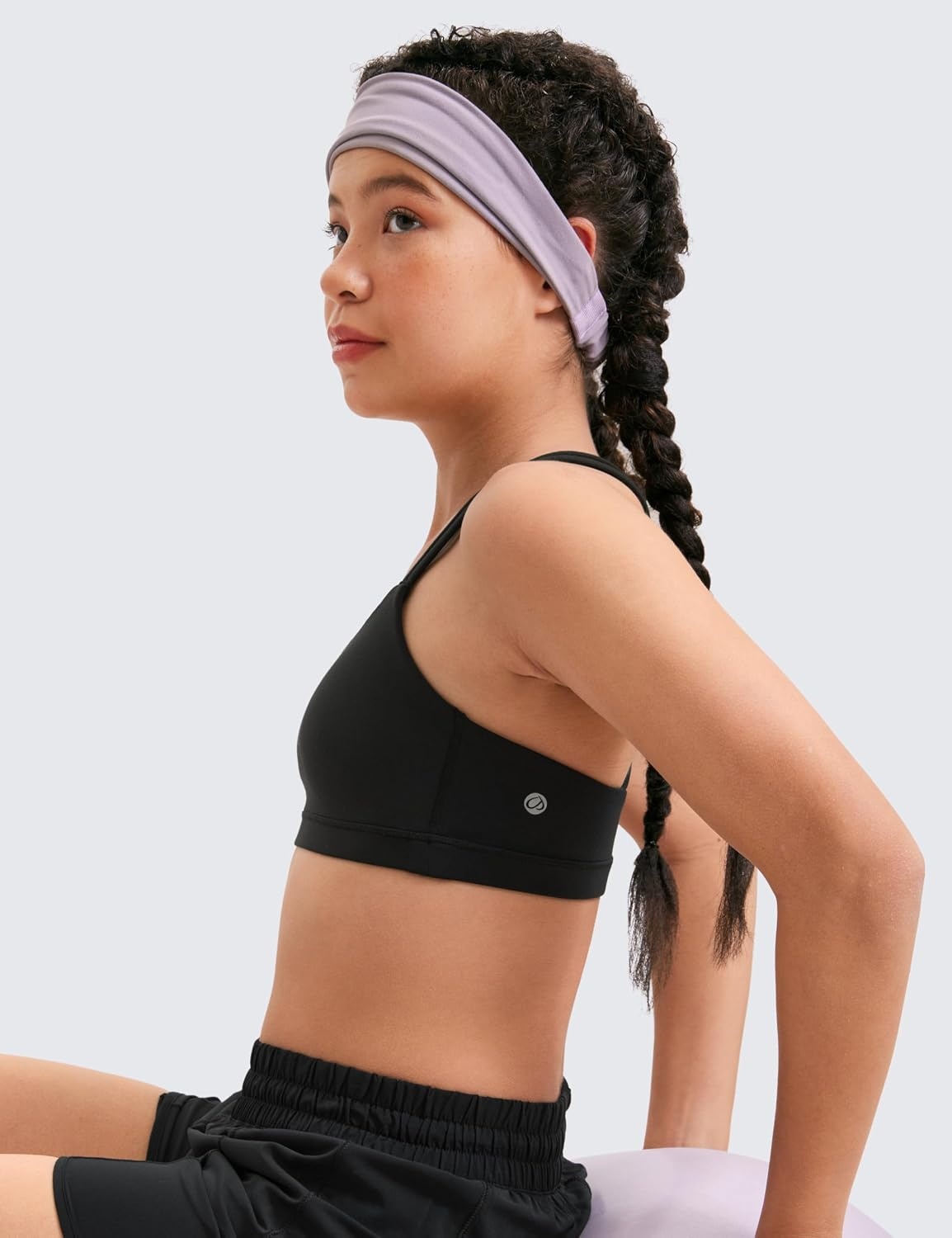 image:imageCRZ YOGA Girls Softness Mold Butterluxe Cross Sports Bra Yoga Athletic Casual Double Spaghetti Strap Scoop Neck Kids TeenBlack