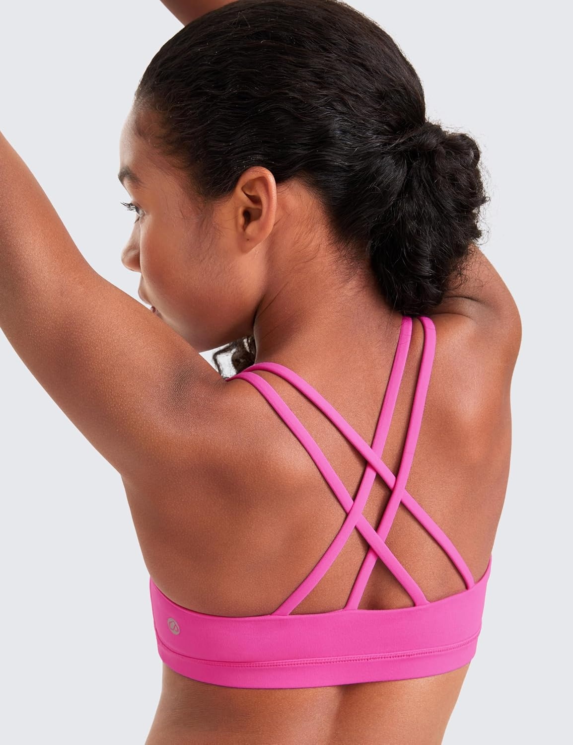 image:imageCRZ YOGA Girls Softness Mold Butterluxe Cross Sports Bra Yoga Athletic Casual Double Spaghetti Strap Scoop Neck Kids TeenLight Purple