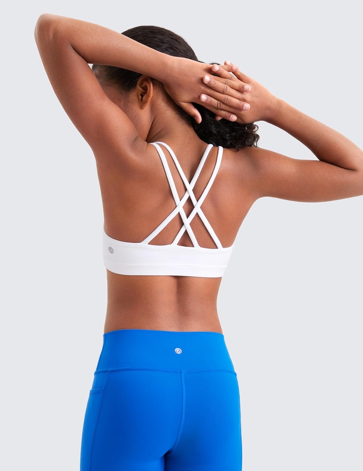 image:imageCRZ YOGA Girls Softness Mold Butterluxe Cross Sports Bra Yoga Athletic Casual Double Spaghetti Strap Scoop Neck Kids TeenWhite