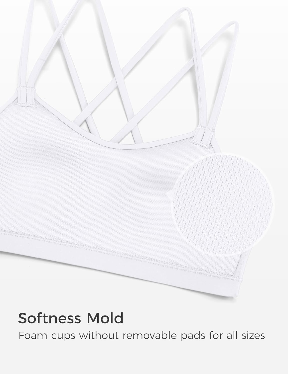 image:imageCRZ YOGA Girls Softness Mold Butterluxe Cross Sports Bra Yoga Athletic Casual Double Spaghetti Strap Scoop Neck Kids TeenWhite