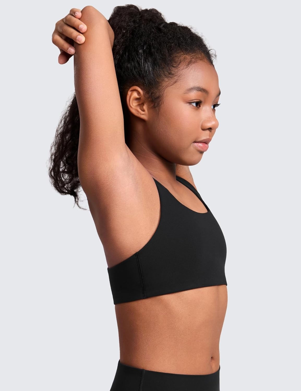 image:imageCRZ YOGA Girls Softness Mold Butterluxe Racerback Sports Bra Athletic Yoga Casual U Neck Scoop Teen KidsBlack