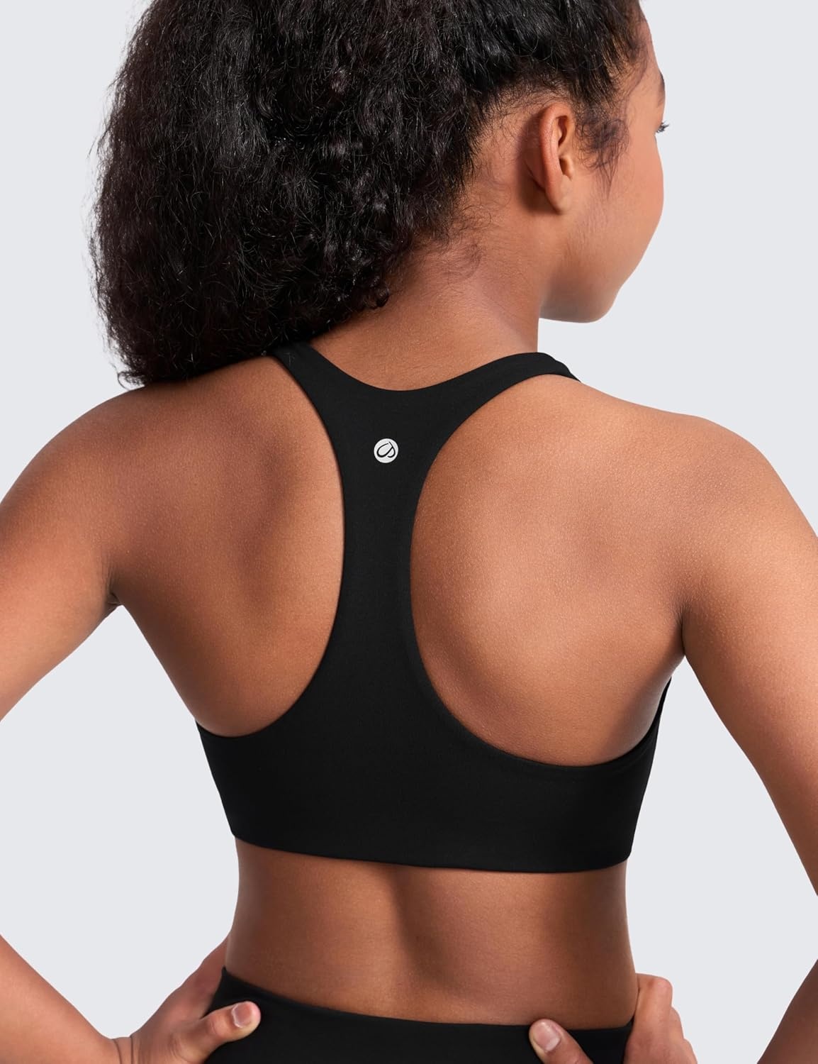 image:imageCRZ YOGA Girls Softness Mold Butterluxe Racerback Sports Bra Athletic Yoga Casual U Neck Scoop Teen KidsBlack