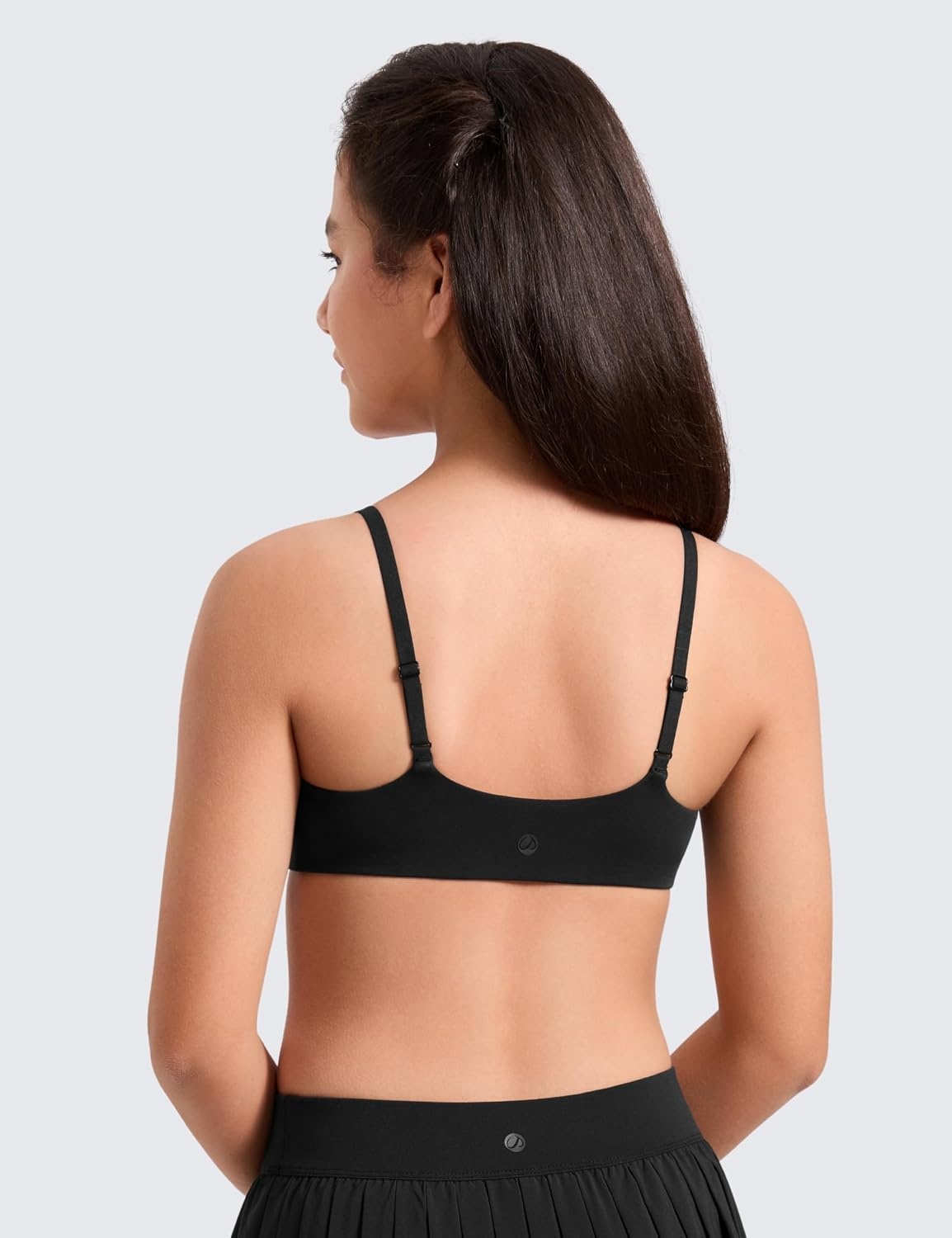image:imageCRZ YOGA Girls Softness Mold Softhold Training Bra Casual Everyday Tops V Neck Adjustable Straps Kids TeenBlack