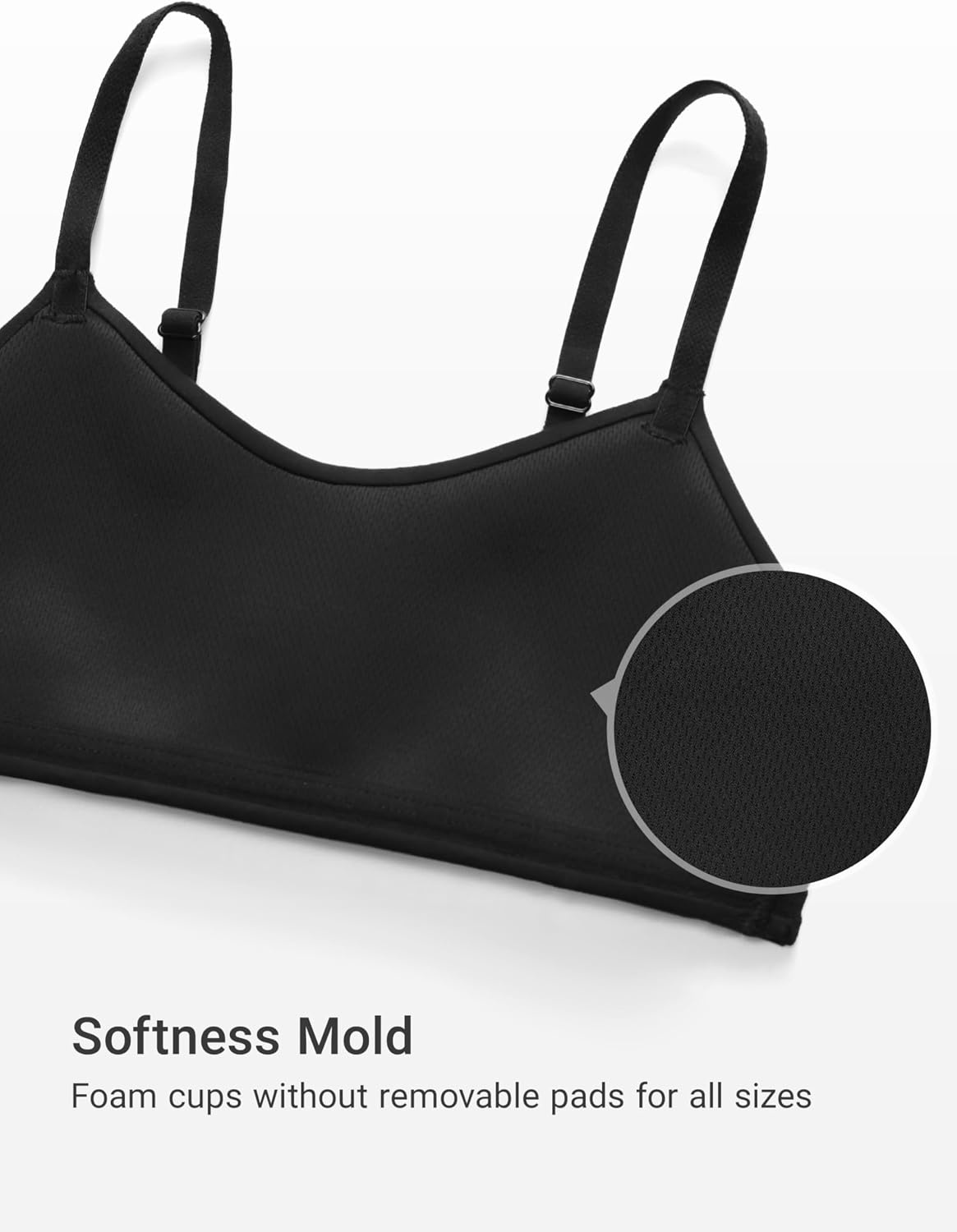 image:imageCRZ YOGA Girls Softness Mold Softhold Training Bra Casual Everyday Tops V Neck Adjustable Straps Kids TeenBlack