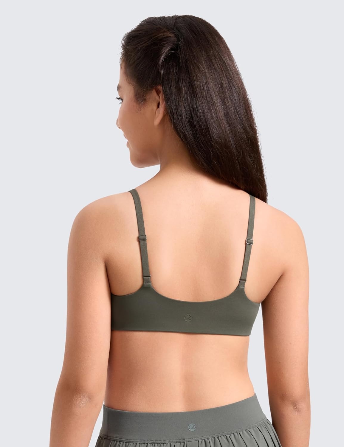 image:imageCRZ YOGA Girls Softness Mold Softhold Training Bra Casual Everyday Tops V Neck Adjustable Straps Kids TeenLight Army Green