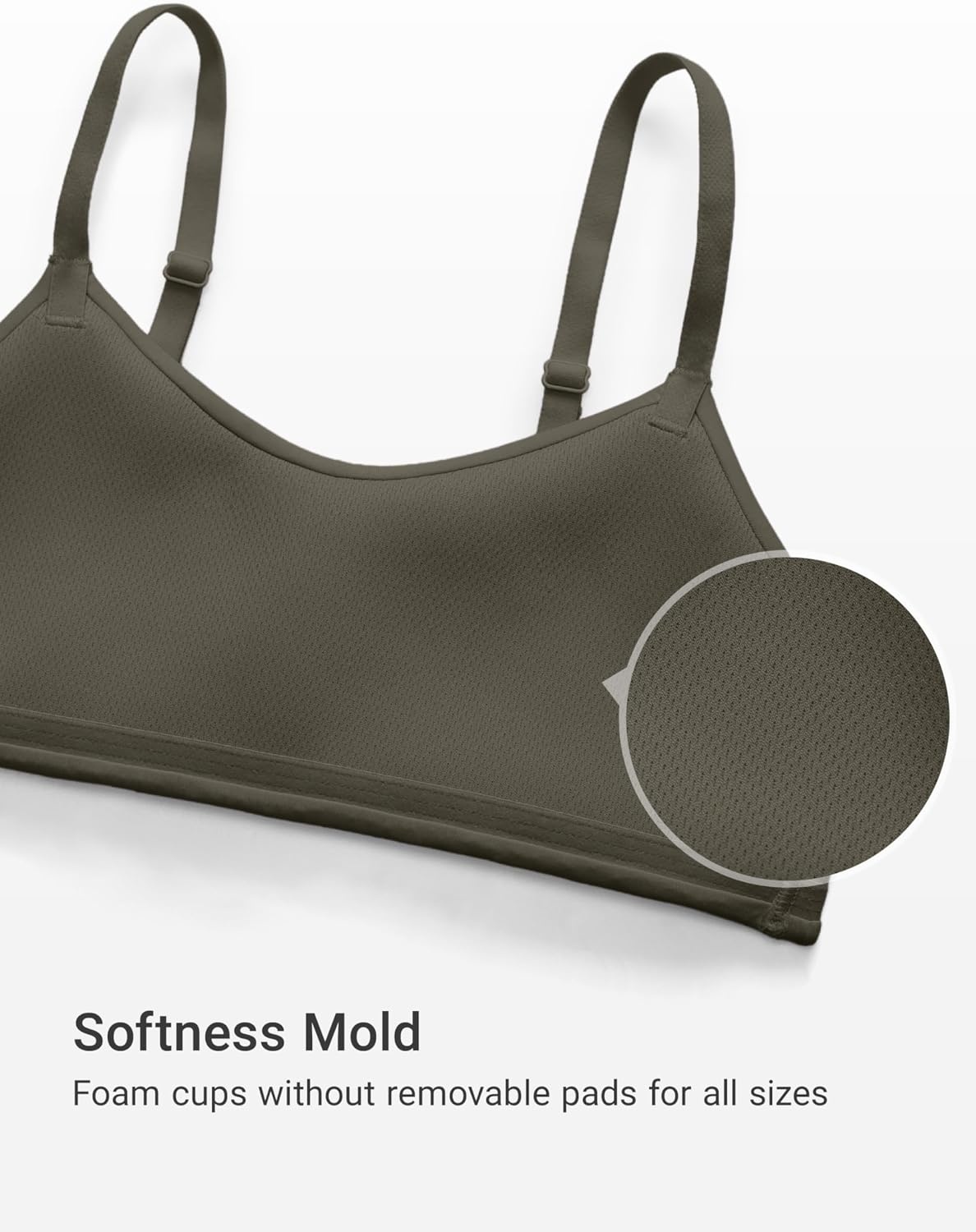 image:imageCRZ YOGA Girls Softness Mold Softhold Training Bra Casual Everyday Tops V Neck Adjustable Straps Kids TeenLight Army Green