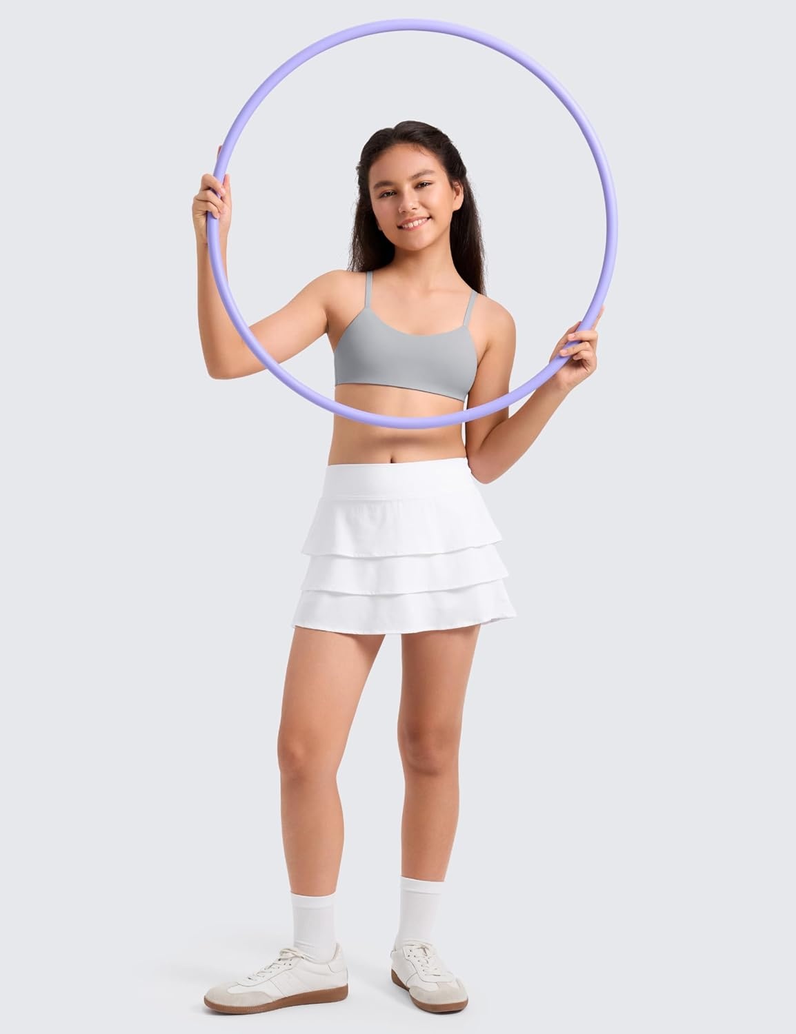 image:imageCRZ YOGA Girls Softness Mold Softhold Training Bra Casual Everyday Tops V Neck Adjustable Straps Kids TeenRhino Grey
