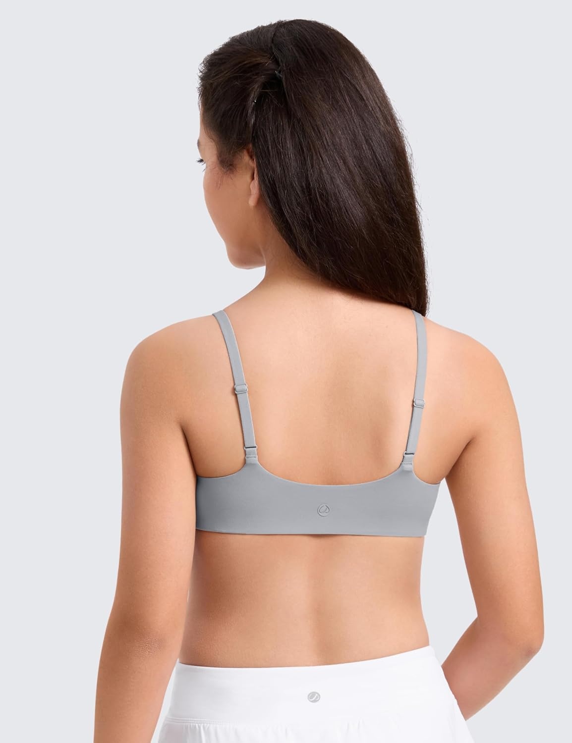 image:imageCRZ YOGA Girls Softness Mold Softhold Training Bra Casual Everyday Tops V Neck Adjustable Straps Kids TeenRhino Grey
