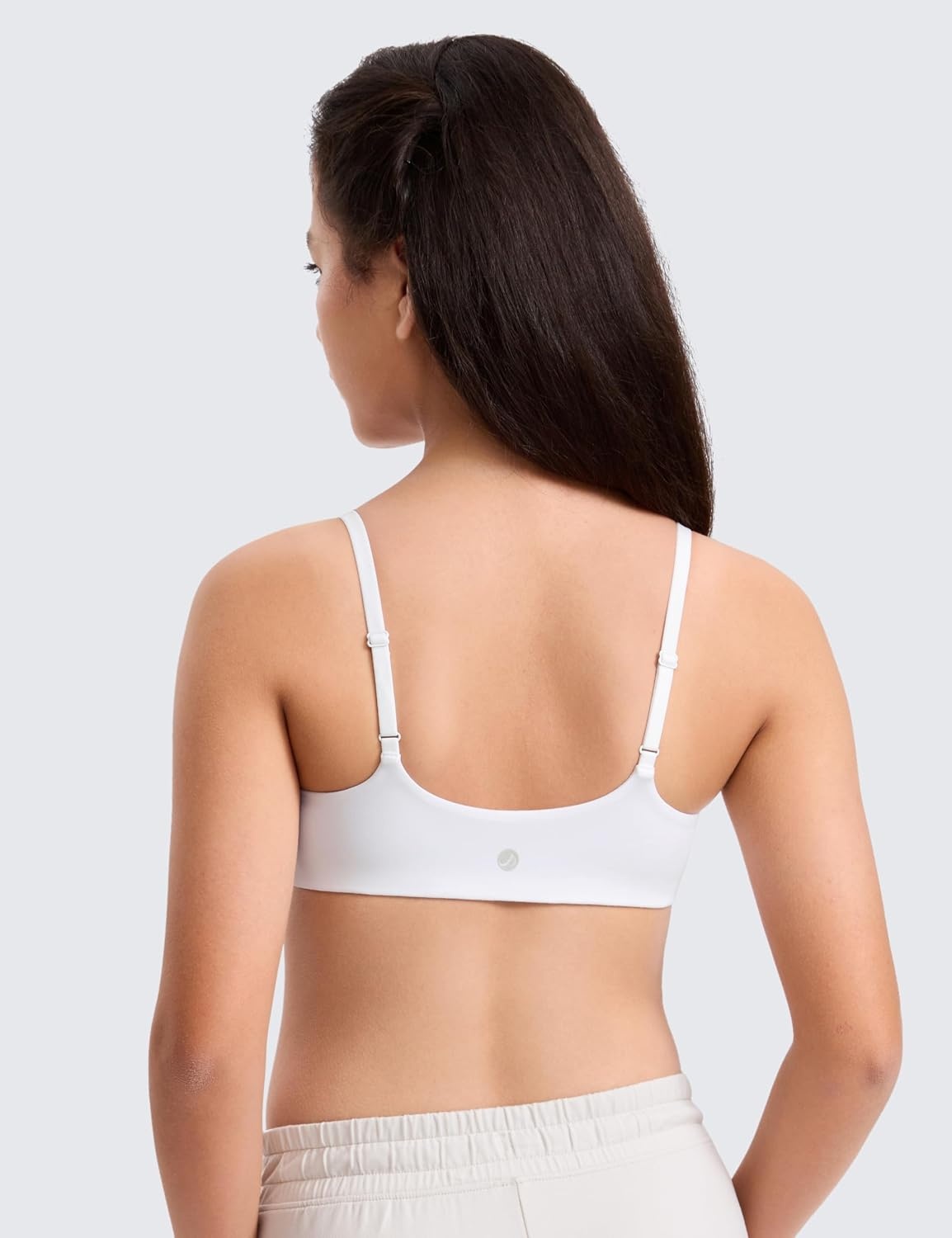 image:imageCRZ YOGA Girls Softness Mold Softhold Training Bra Casual Everyday Tops V Neck Adjustable Straps Kids TeenSnow White