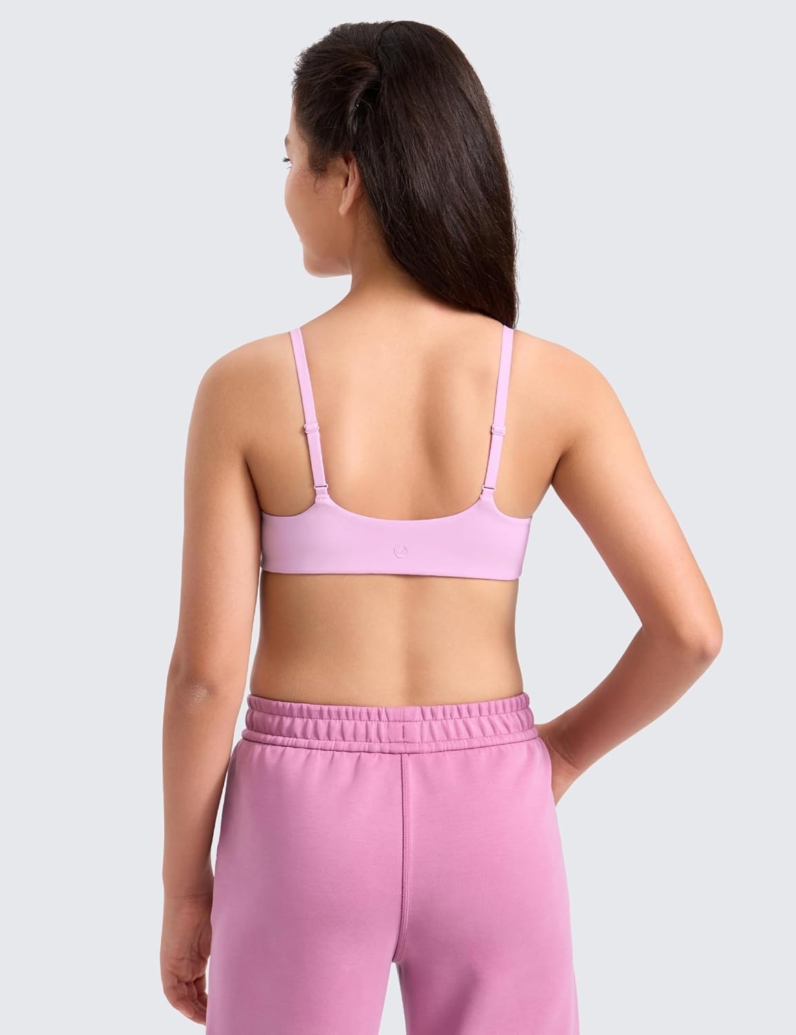 image:imageCRZ YOGA Girls Softness Mold Softhold Training Bra Casual Everyday Tops V Neck Adjustable Straps Kids TeenVita Pink