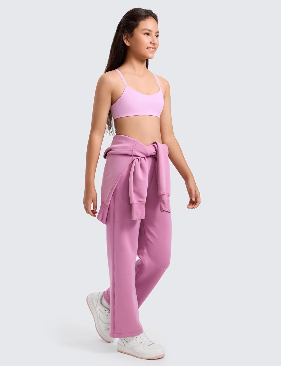 image:imageCRZ YOGA Girls Softness Mold Softhold Training Bra Casual Everyday Tops V Neck Adjustable Straps Kids TeenVita Pink