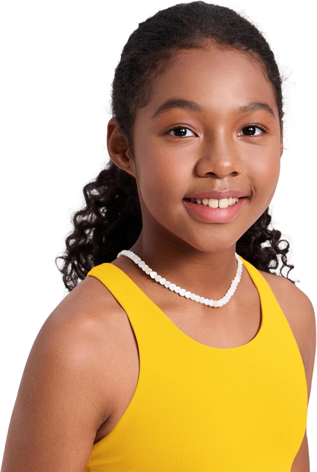 image:imageCRZ YOGA Girls Tankini Set 2 Piece Swimsuit Beach Sports Bathing Suit High Neck Racerback Padded Kids TeenHigh Visibility Yellow