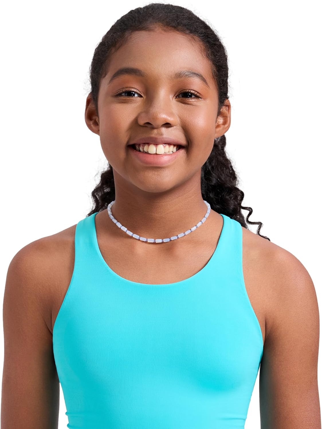 image:imageCRZ YOGA Girls Tankini Set 2 Piece Swimsuit Beach Sports Bathing Suit High Neck Racerback Padded Kids TeenTurquoise