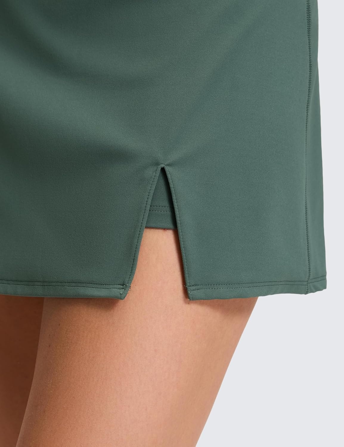 image:imageCRZ YOGA High Rise Front Slit Golf Skirts for Women Mini Aline Tennis Casual Skort with Builtin Shorts Side PocketsDark Forest Green