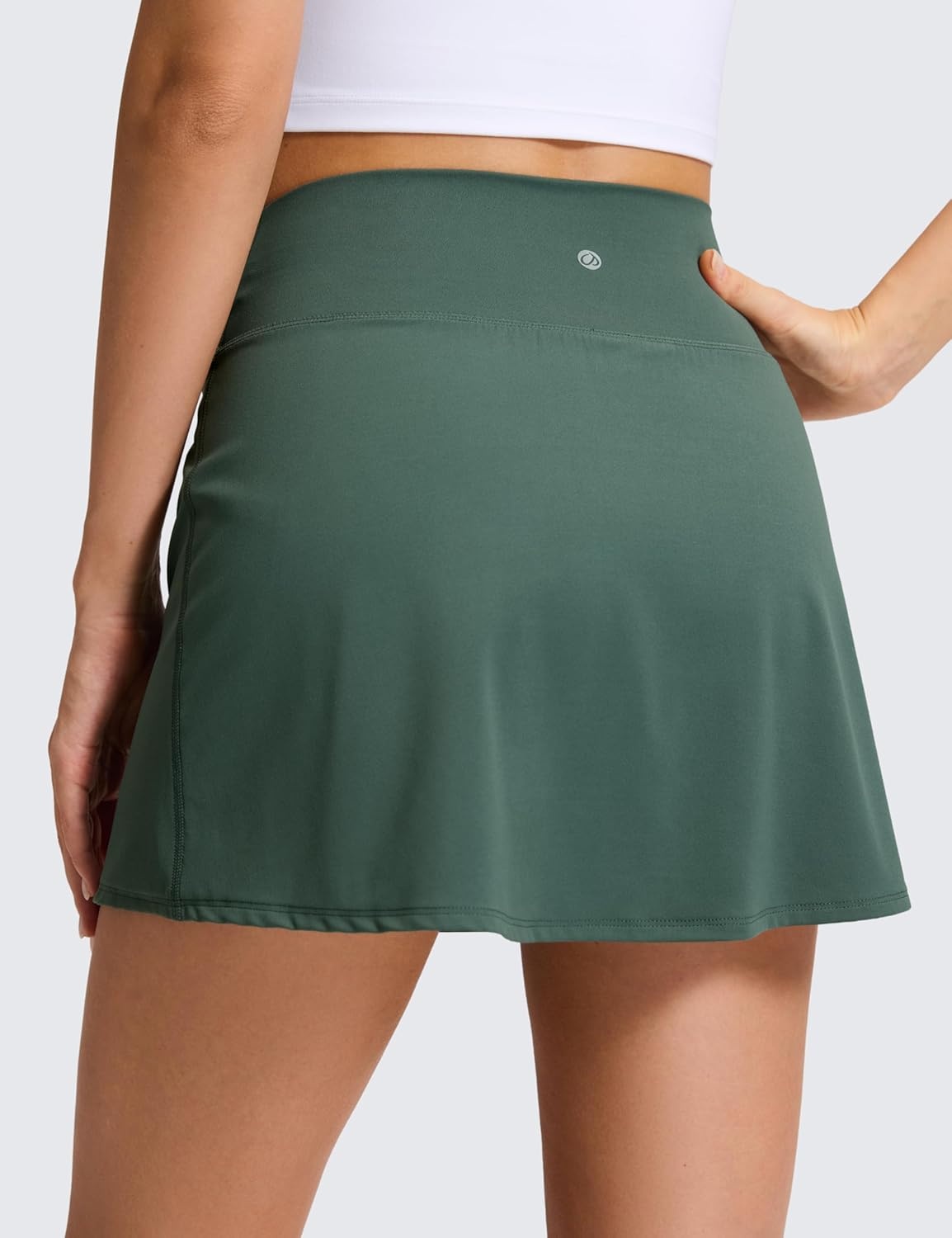image:imageCRZ YOGA High Rise Front Slit Golf Skirts for Women Mini Aline Tennis Casual Skort with Builtin Shorts Side PocketsDark Forest Green