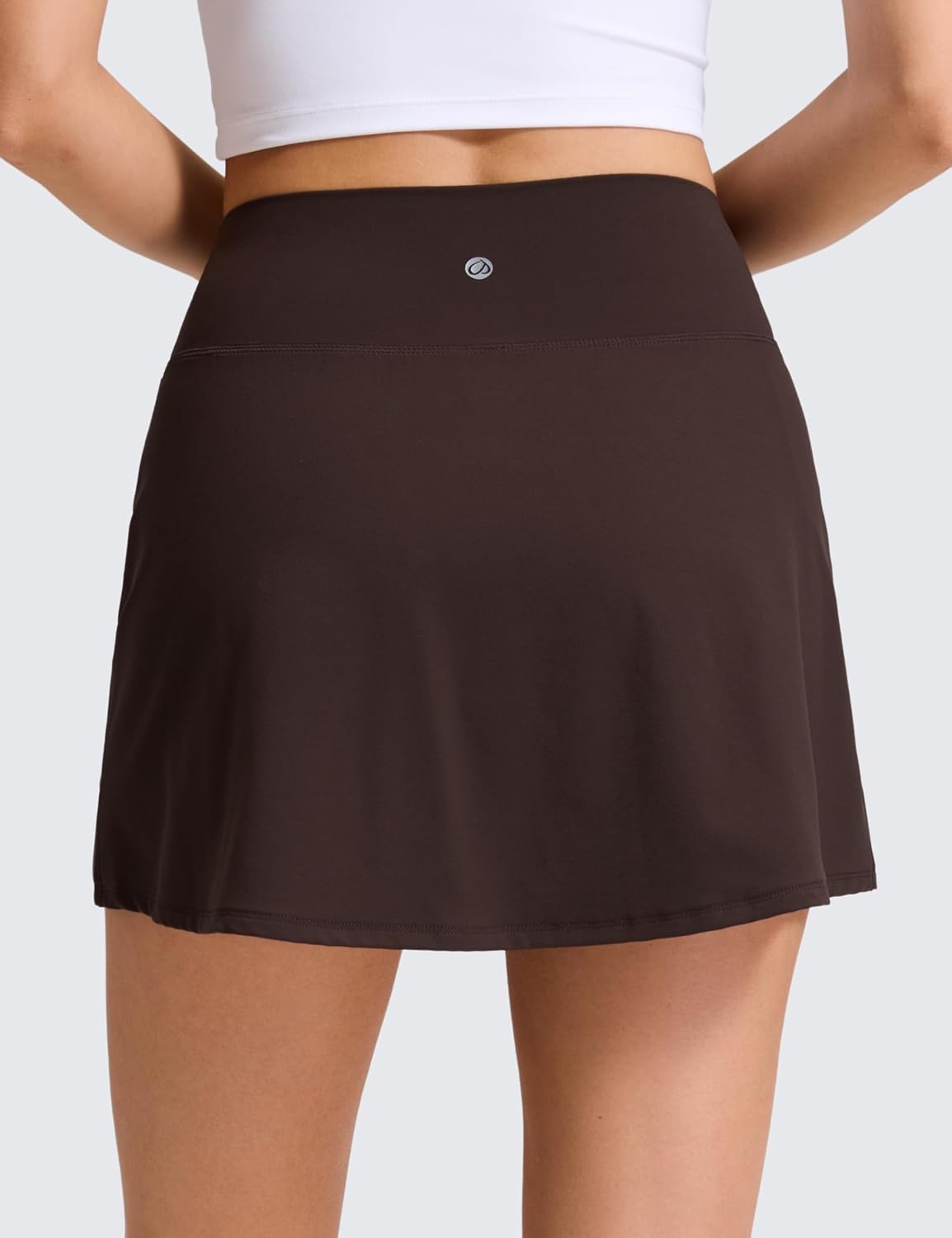 image:imageCRZ YOGA High Rise Front Slit Golf Skirts for Women Mini Aline Tennis Casual Skort with Builtin Shorts Side PocketsHot Fudge Brown