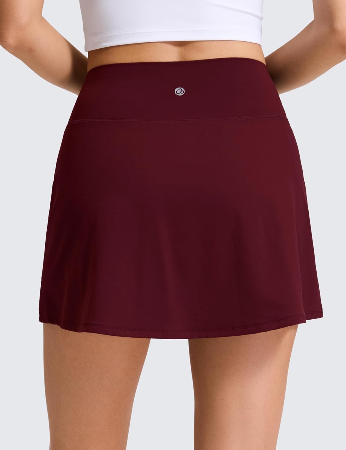 image:imageCRZ YOGA High Rise Front Slit Golf Skirts for Women Mini Aline Tennis Casual Skort with Builtin Shorts Side PocketsRed Merlot