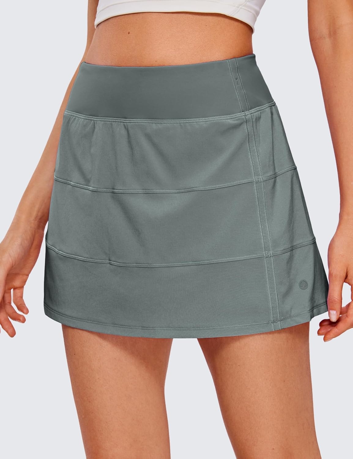 image:imageCRZ YOGA High Waisted A line Golf Skirts for Women Mini Lined Tennis Casual Work Skorts with 3 PocketsGrey Sage
